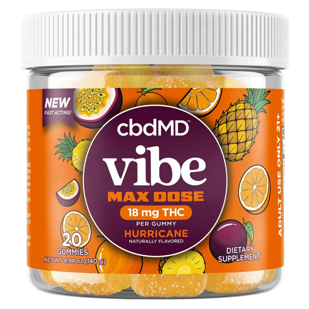 cbdMD | Delta-9 THC Gummies Max Dose Hurricane | 18mg – 20 Count