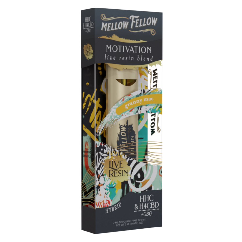 Mellow Fellow | Motivation Blend Live Resin THC Vape | 2ml – Granny Mac – Hybrid