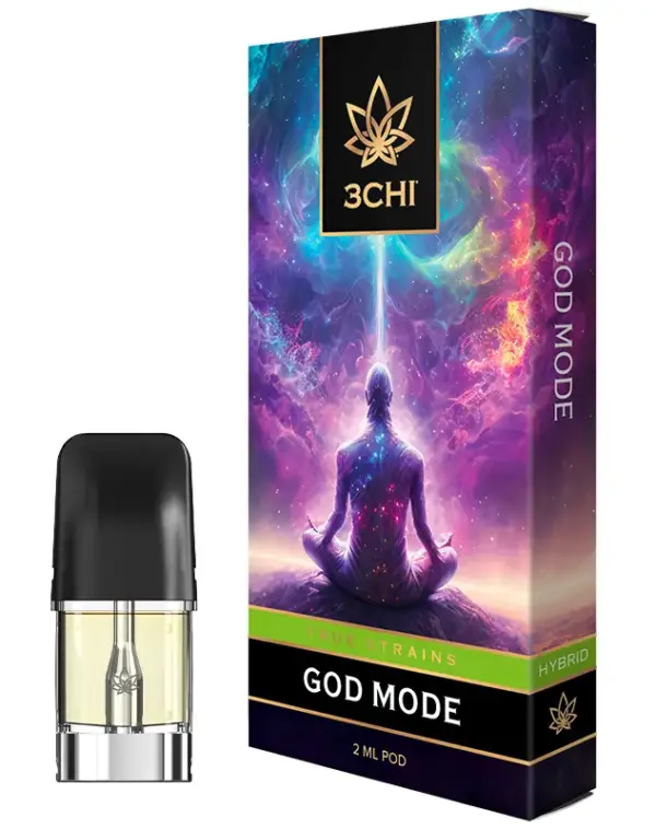 3CHI | True Strain THC Vape Pod – God Mode | Hybrid – 2g Disposable Vape Pod