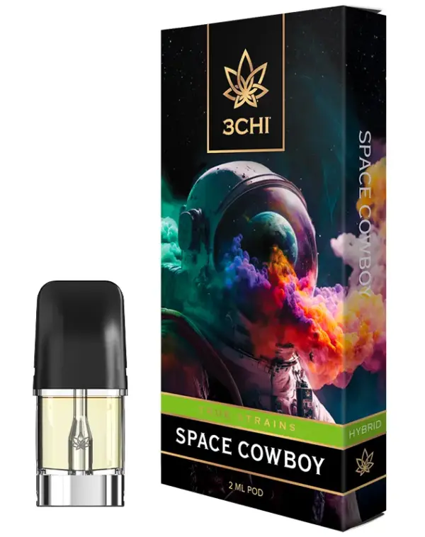 3CHI | True Strains THC Vape Pod – Space Cowboy | Hybrid – 2g Disposable Vape Pod