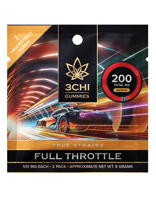 3CHI | True Strains High Potency Gummies Full Throttle Sativa | 200mg – 2ct