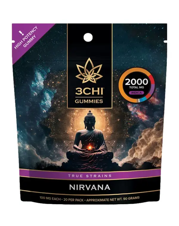 3CHI | True Strains High Potency Gummies Nirvana Indica | 2000mg – 20ct