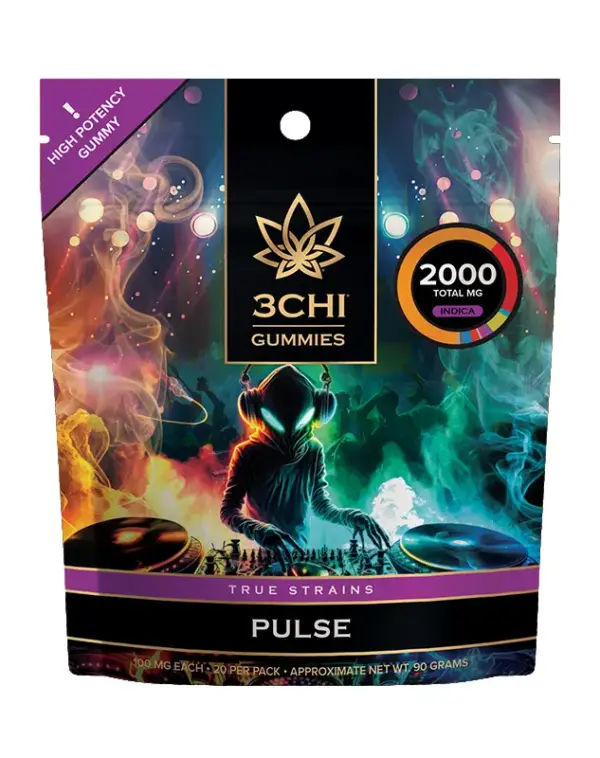 3CHI | True Strains High Potency Gummies Pulse Indica | 2000mg – 20ct