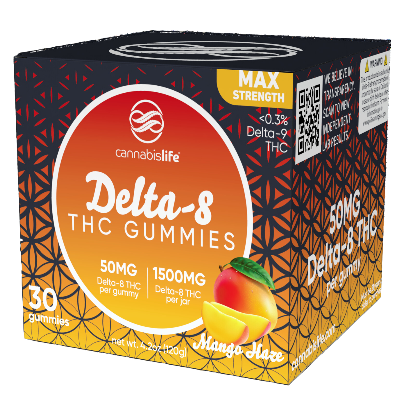 Cannabis Life | Delta-8 THC Gummies – Mango Haze | 50mg – 30ct