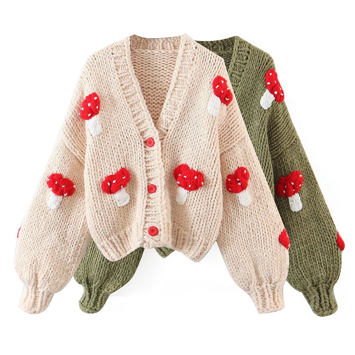 Autumn New Two-color Cute Mushroom Sweater Coat