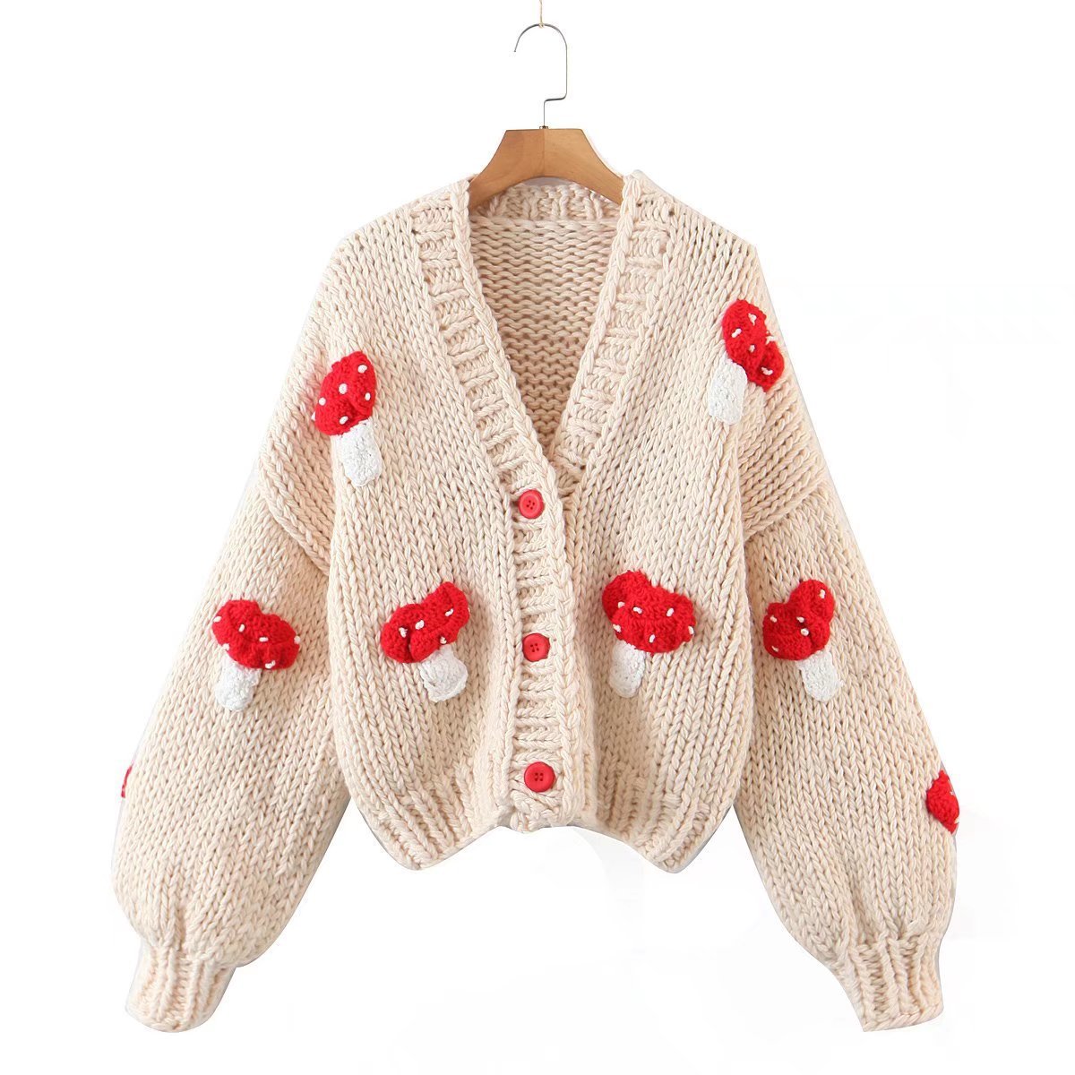 Autumn New Two-color Cute Mushroom Sweater Coat - Image 2