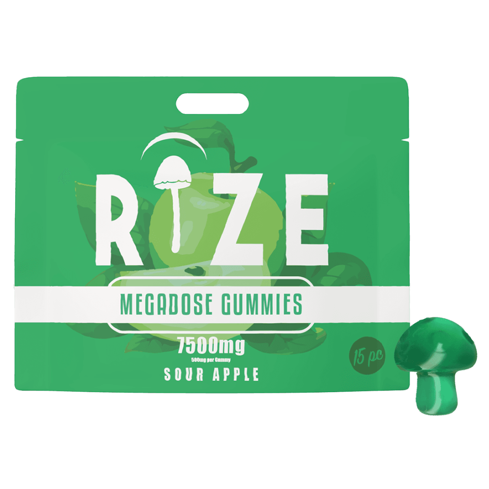 Rize | Sour Apple Mushroom Gummies | Megadose 7500mg – 15ct