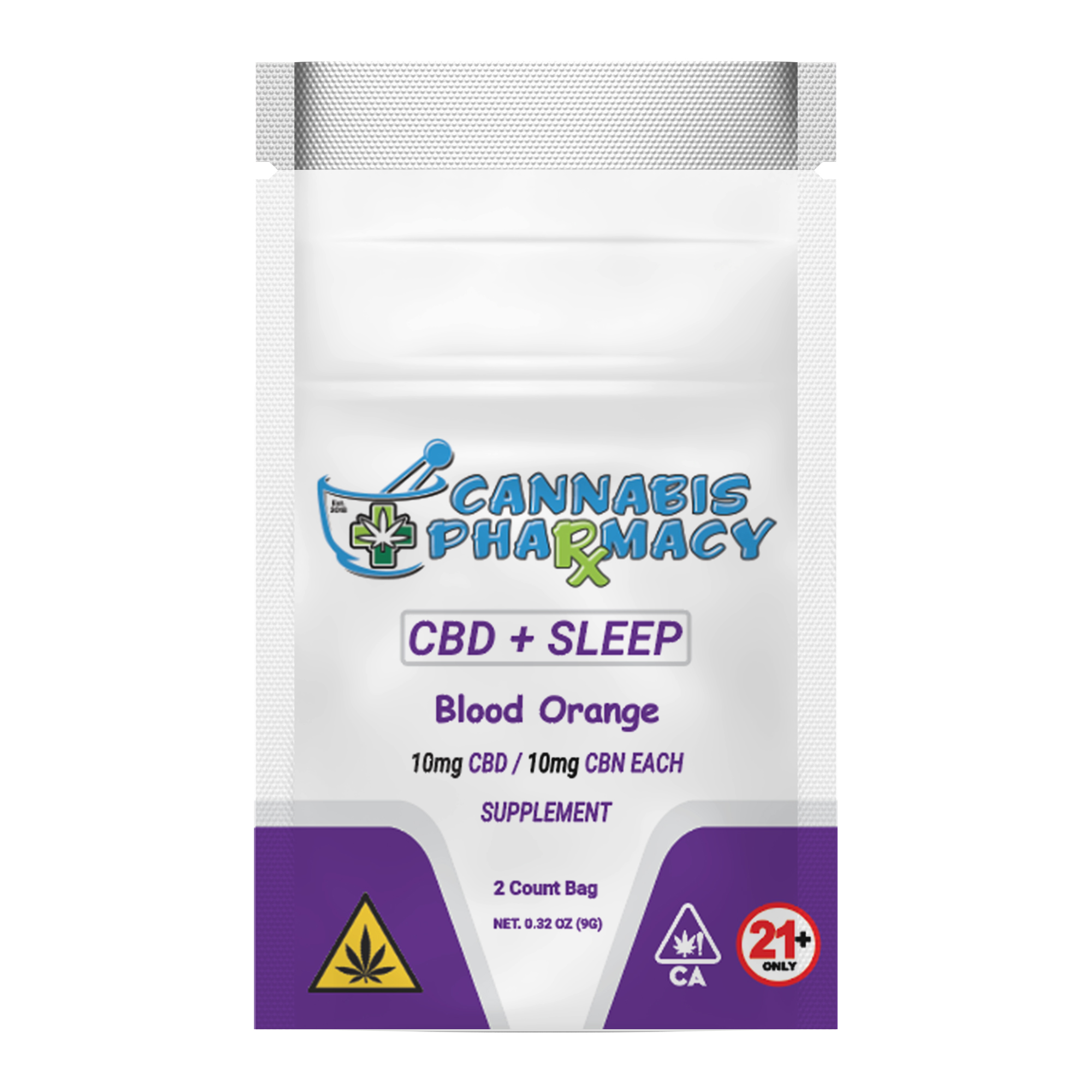 Cannabis Pharmacy CBD Sleep Gummies | 10mg CBD + 10mg CBN + 5mg Melatonin – Blood Orange – 2ct