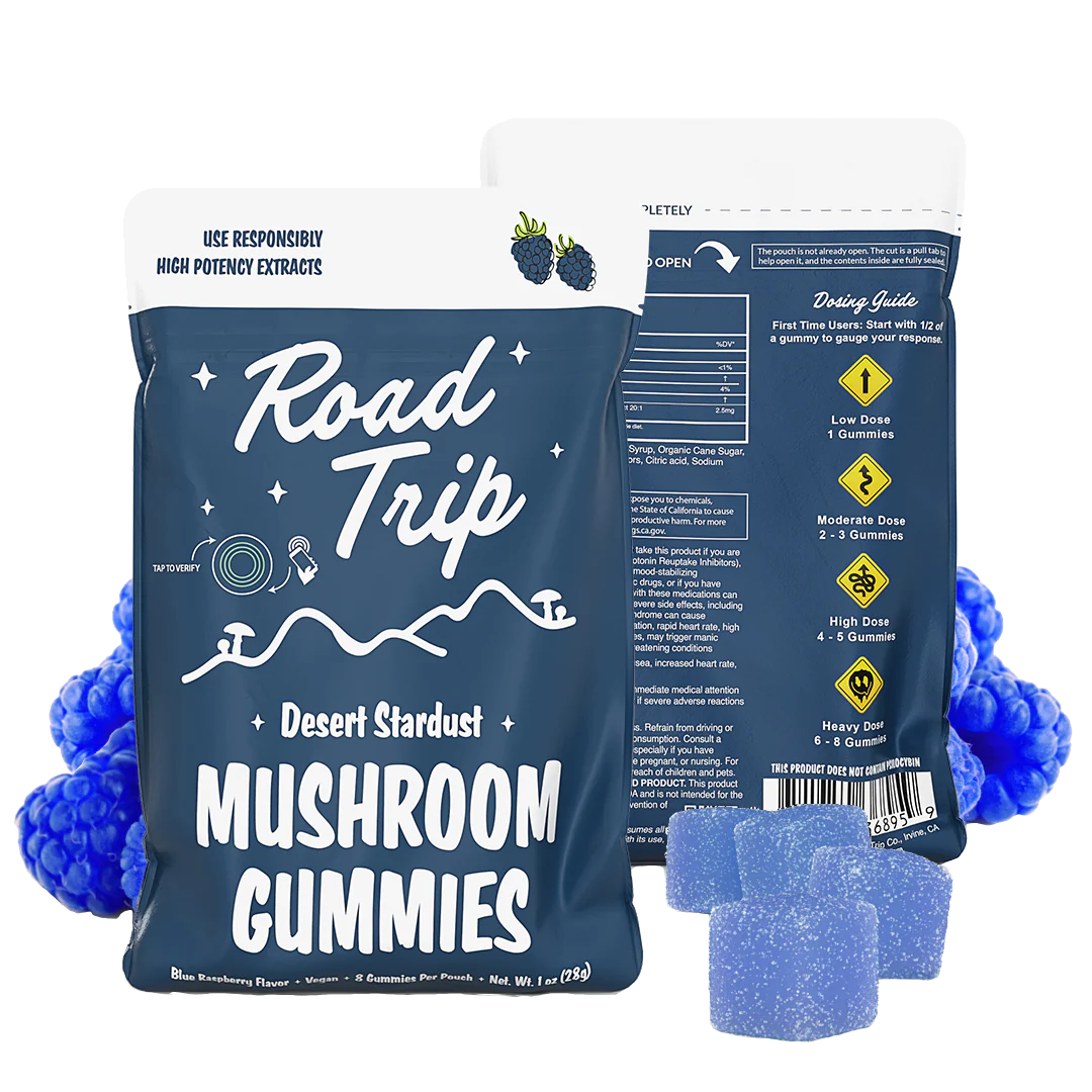 Road Trip | Blue Raspberry Mushroom Gummies | Desert Stardust – High Potency Extract – 8ct