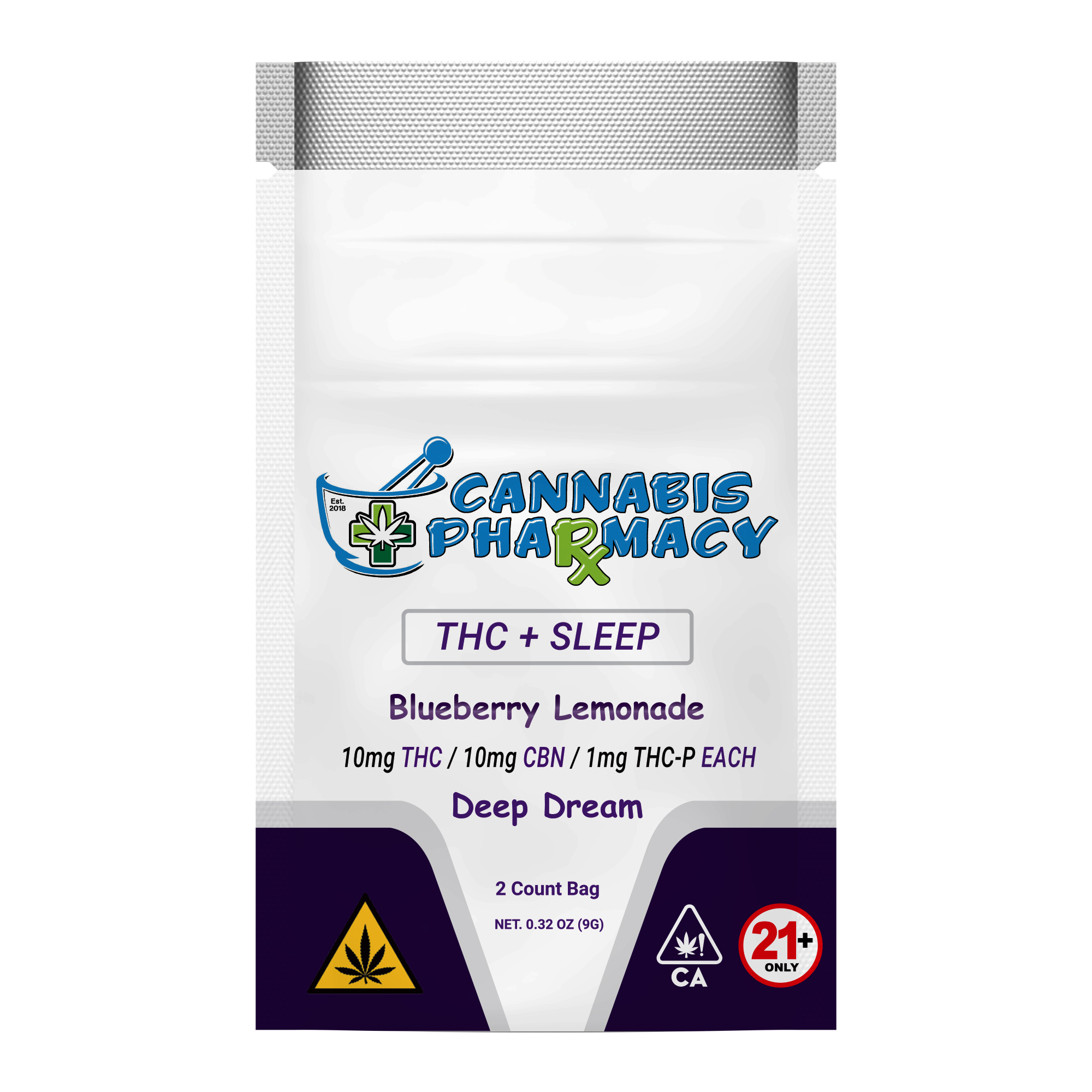 Cannabis Pharmacy | Deep Dream Sleep Gummies | 10mg CBN +10mg D9 +1mg THCP – Blueberry Lemonade – 2ct