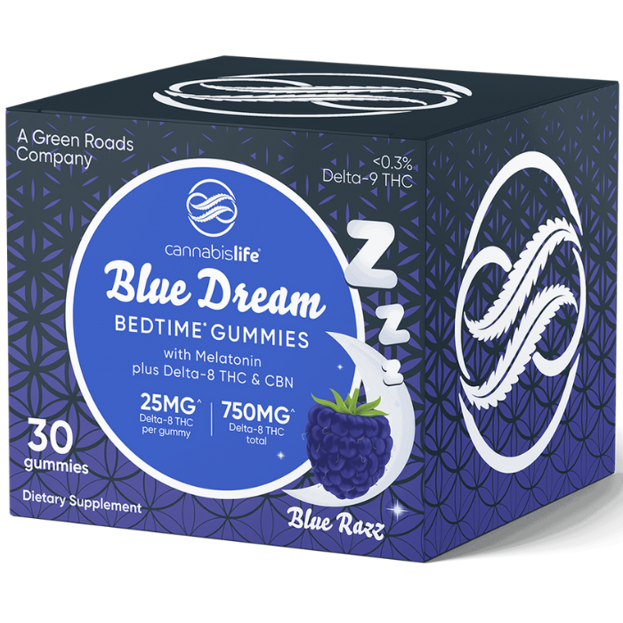 Cannabis Life | Blue Dream Sleep Gummies | 25mg D8 THC & 2.5mg Melatonin – 30ct