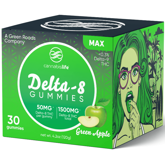 Cannabis Life | Delta-8 THC Gummies – Green Apple | 50mg – 30ct