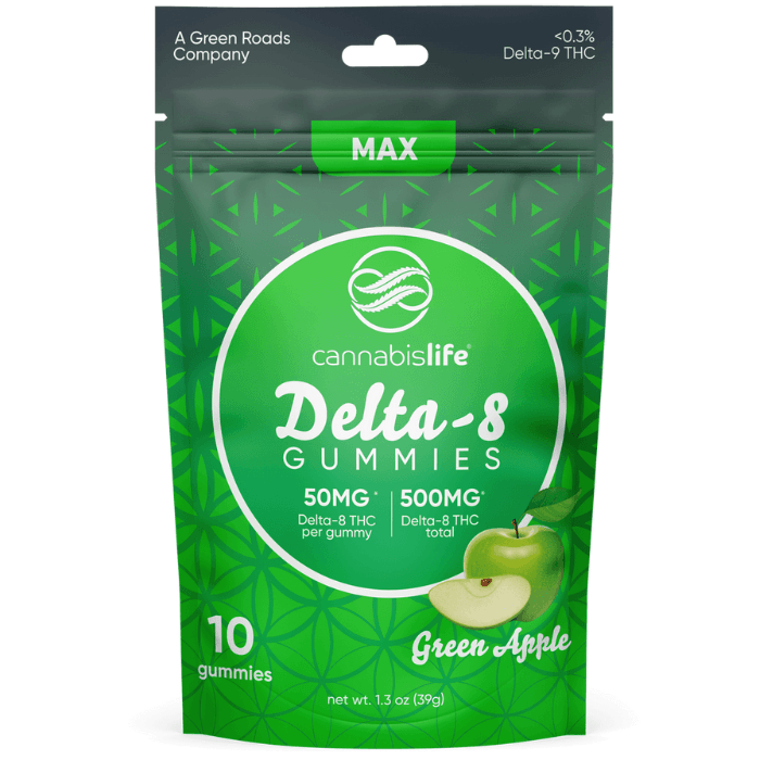 Cannabis Life | Delta-8 THC Gummies – Green Apple | 50mg – 10ct
