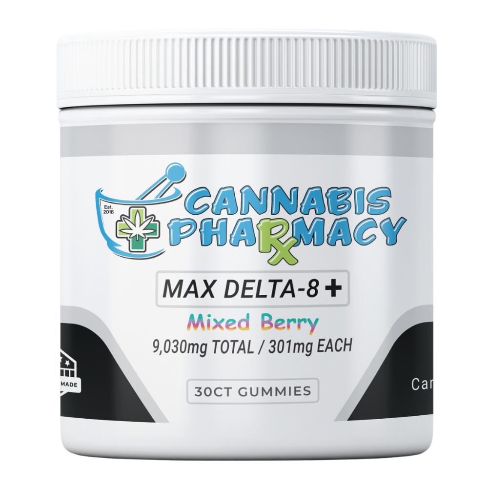 Cannabis Pharmacy | Heavyweight Delta8 Max | 250mg D8 + 50mg CBD + 1mg THCP – Mixed Berry – 30ct