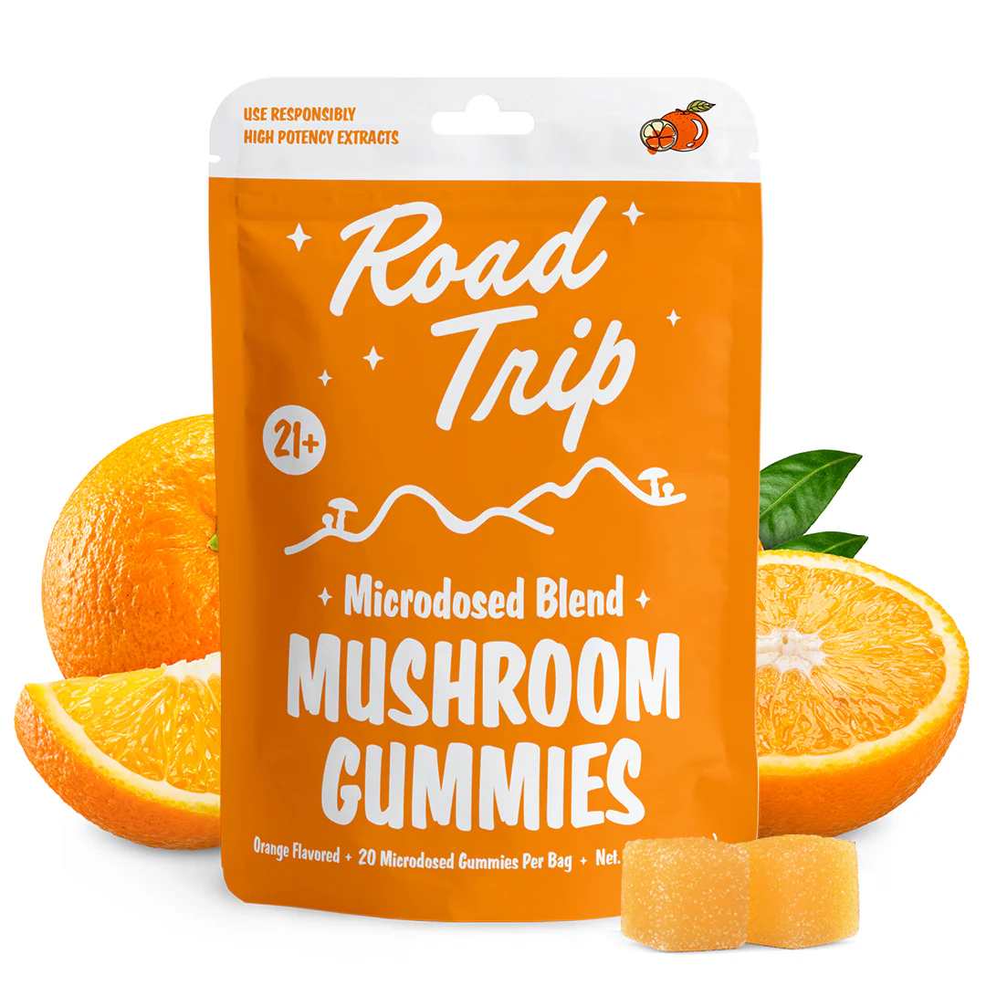 Road Trip | Microdosed Orange Mushroom Gummies | Functional Mushrooms – Micro Dose – 20ct