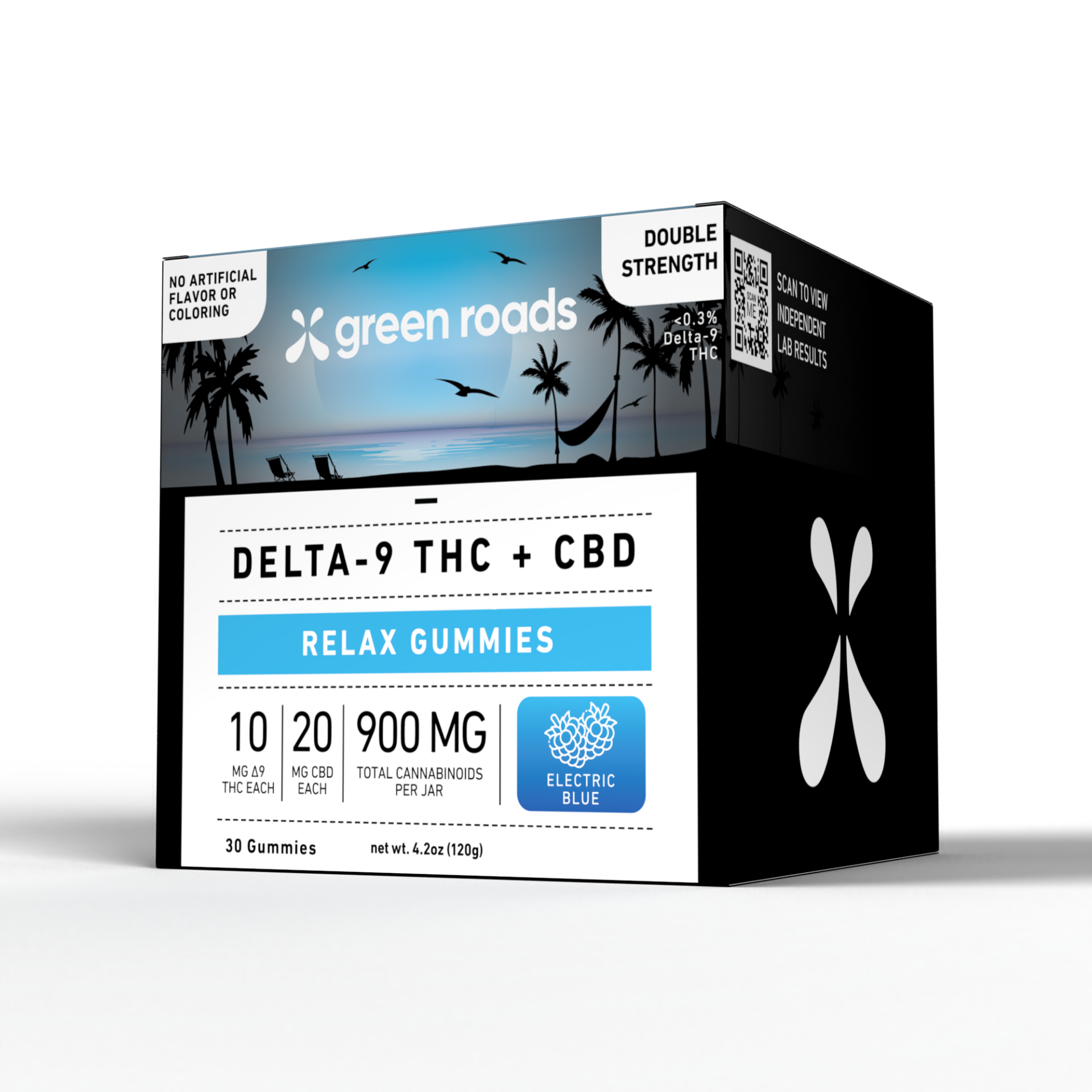 Green Roads | Delta-9 THC Gummies Electric Blue | 10mg THC + 20mg CBD – 30ct