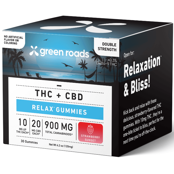 Green Roads | Delta-9 THC Gummies Strawberry Sunset | 10mg THC + 20mg CBD – 30ct