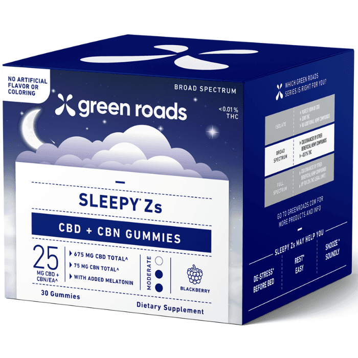 Green Roads | Sleepy Z’s Sleep Gummies | 25mg-30 Count