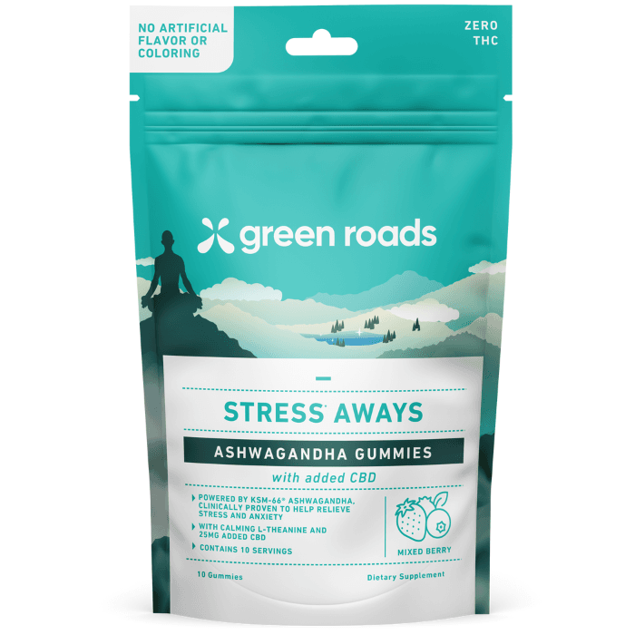 Green Roads | Ashwagandha & CBD Stress Aways | 25mg – 10ct