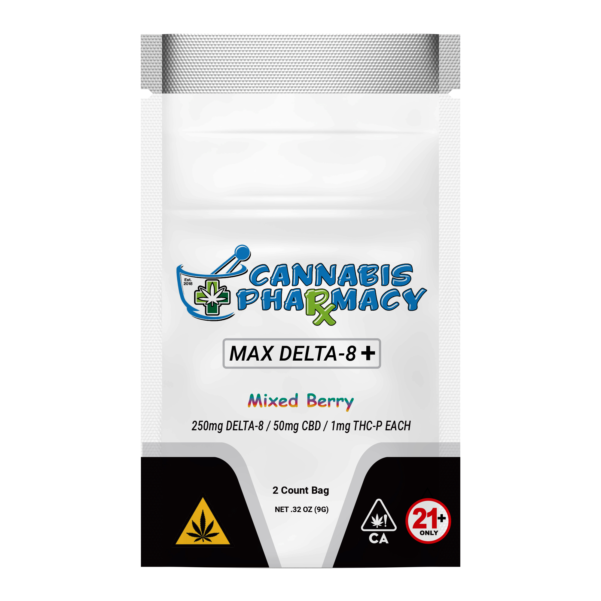 Cannabis Pharmacy | Heavyweight Delta8 Max | 250mg D8 + 50mg CBD + 1mg THCP – Mixed Berry – 2ct