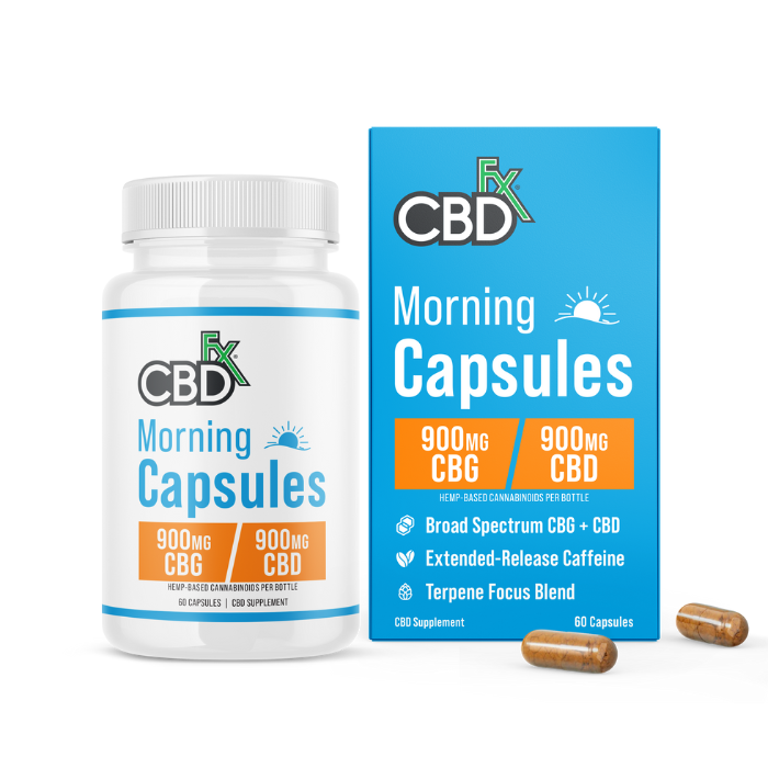 CBDfx | CBD Capsules – Morning | 900mg CBD + 900mg CBG – 60ct