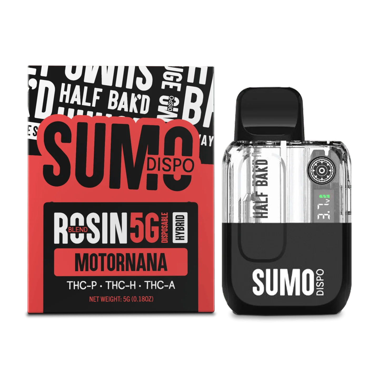 Half Bak’d | Rosin Blend Sumo THC Vape – Motornana | 5G – Hybrid Disposable - Image 2