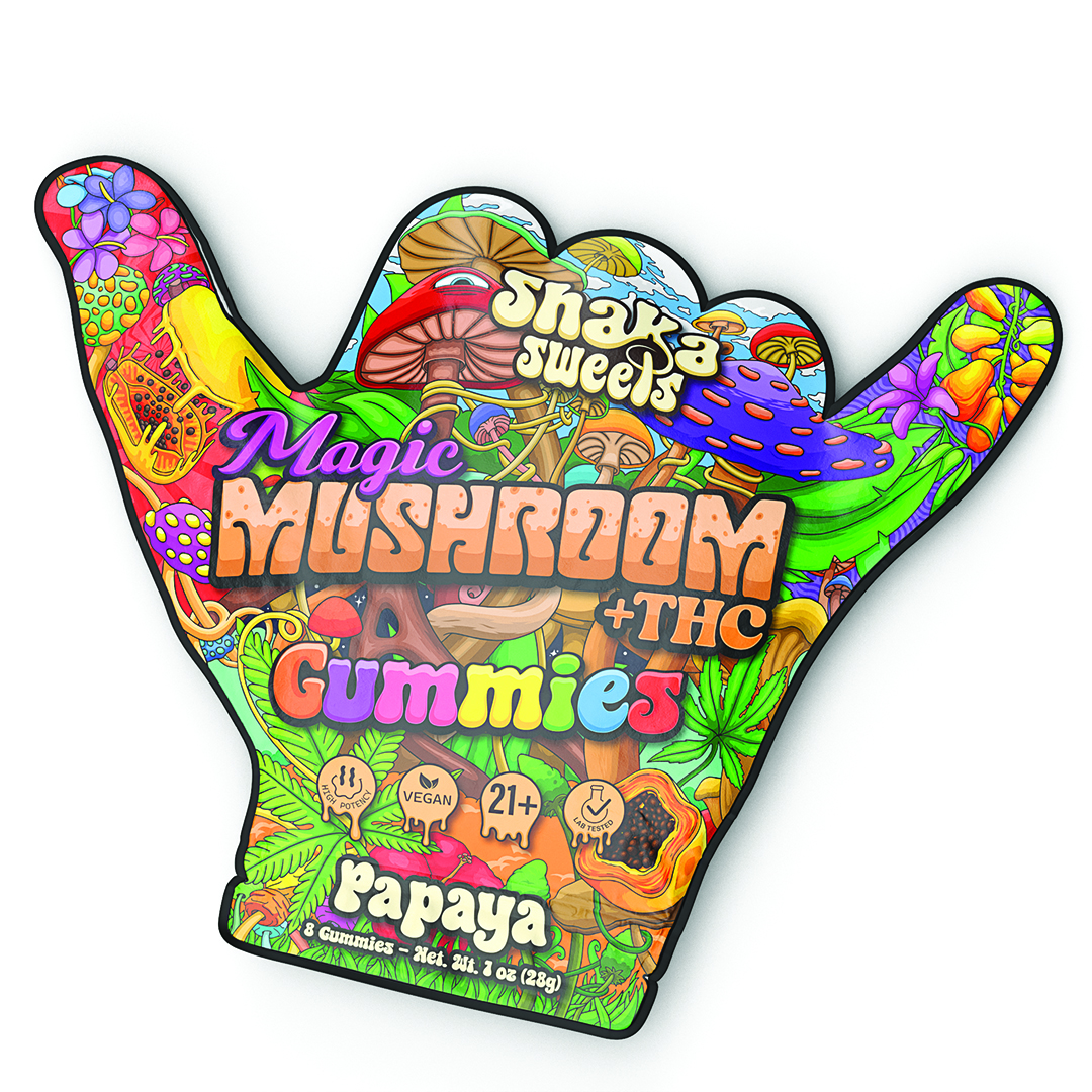 Shaka Sweets | Magic Mushroom + THC Gummies | Papaya – 8ct