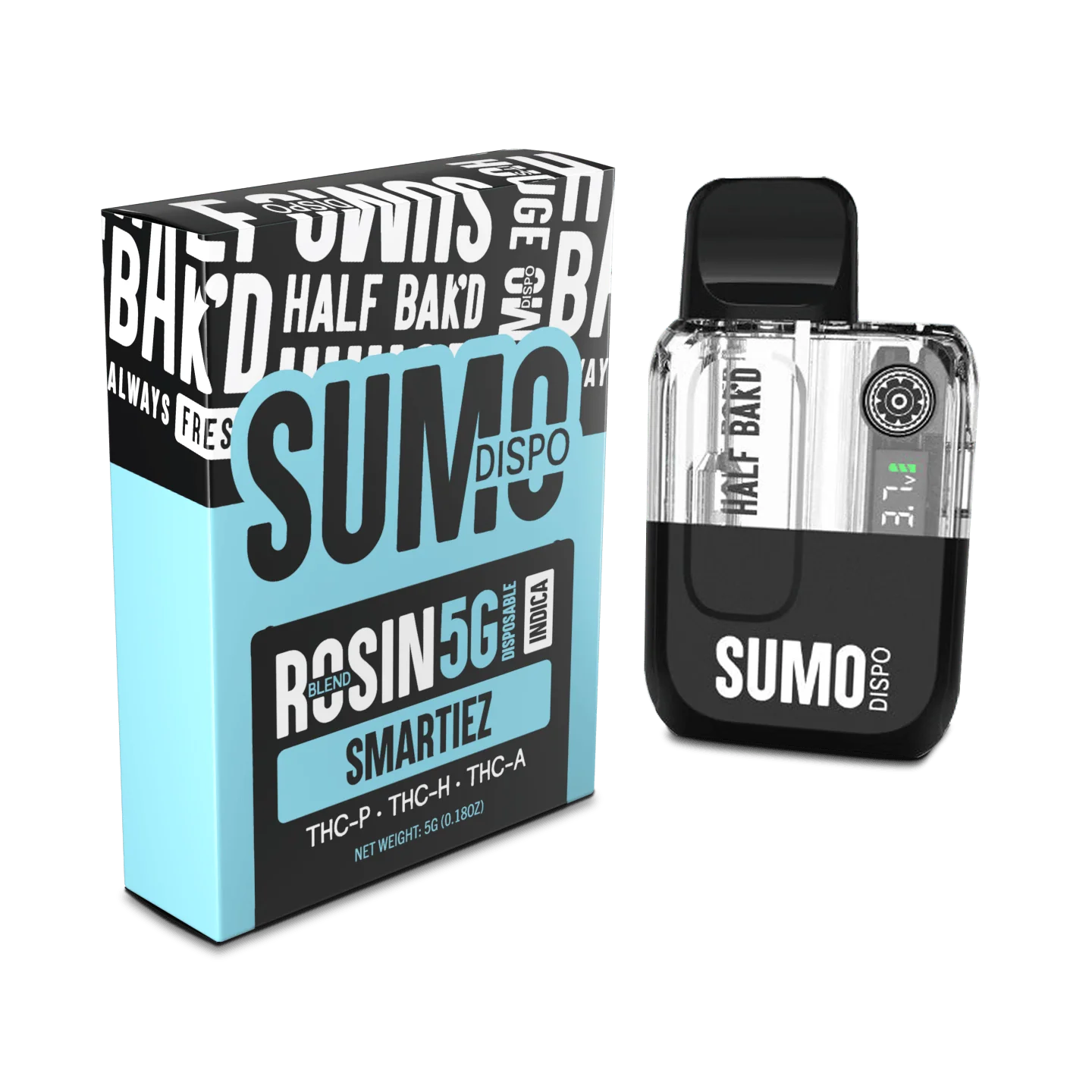 Half Bak’d | Rosin Blend Sumo THC Vape – Smartiez | 5G – Indica Disposable