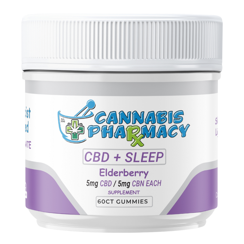 Cannabis Pharmacy | Sleep Light Gummies | 5mg CBN + 5mg CBD + 2.5mg Melatonin – Elderberry – 60ct