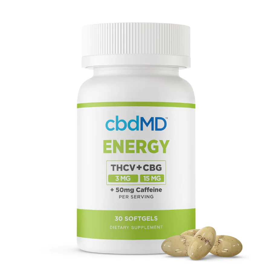 cbdMD | THCv Energy Capsules | 50mg Caffeine + 3mg THCv – 30ct