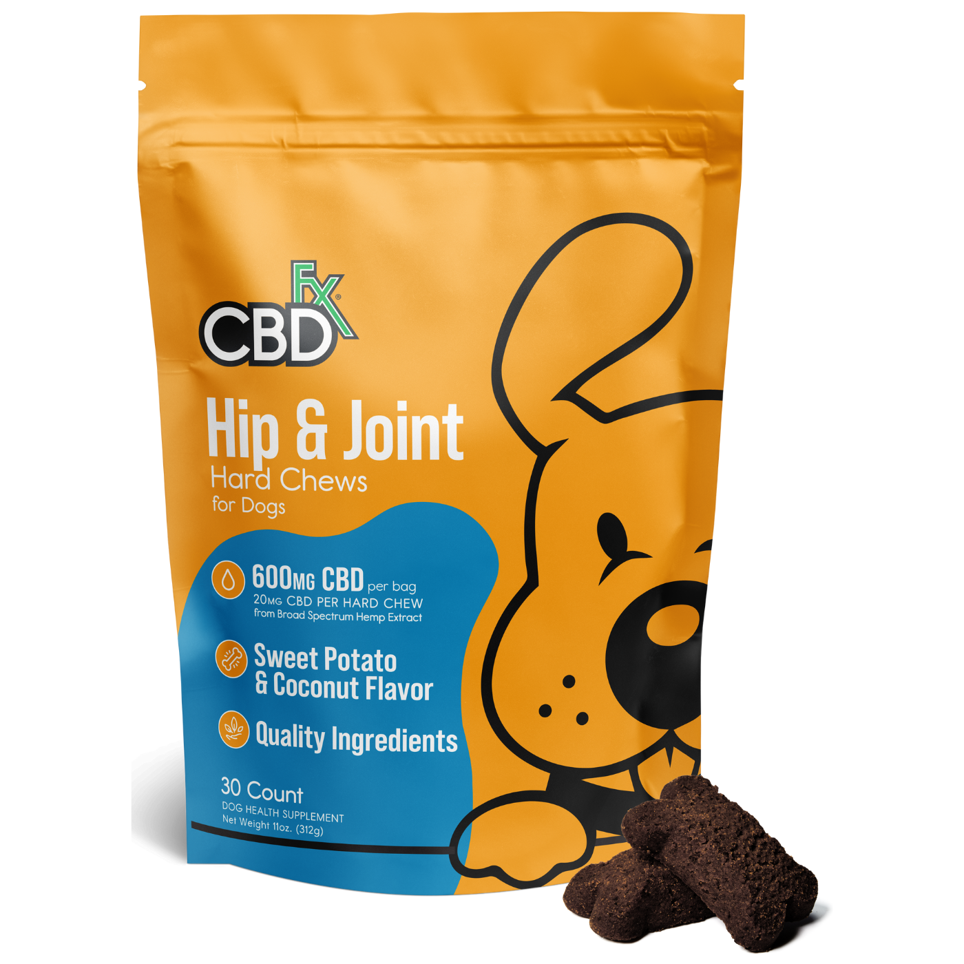 CBDfx | CBD Hip & Joint Hard Chews | 600mg – 30ct