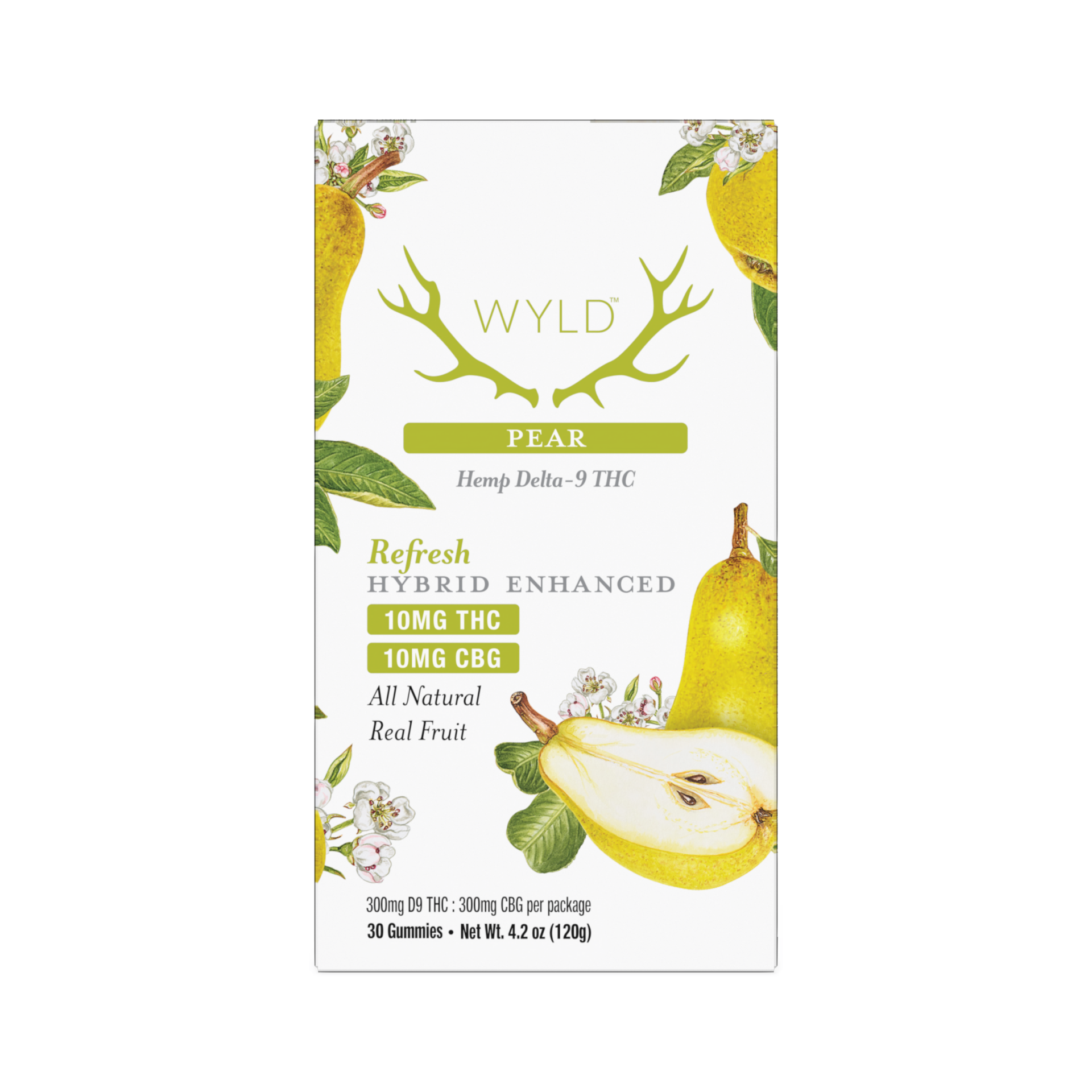 WYLD | Pear Gummies | 10mg Delta-9 THC + 10mg CBD – 30 Count