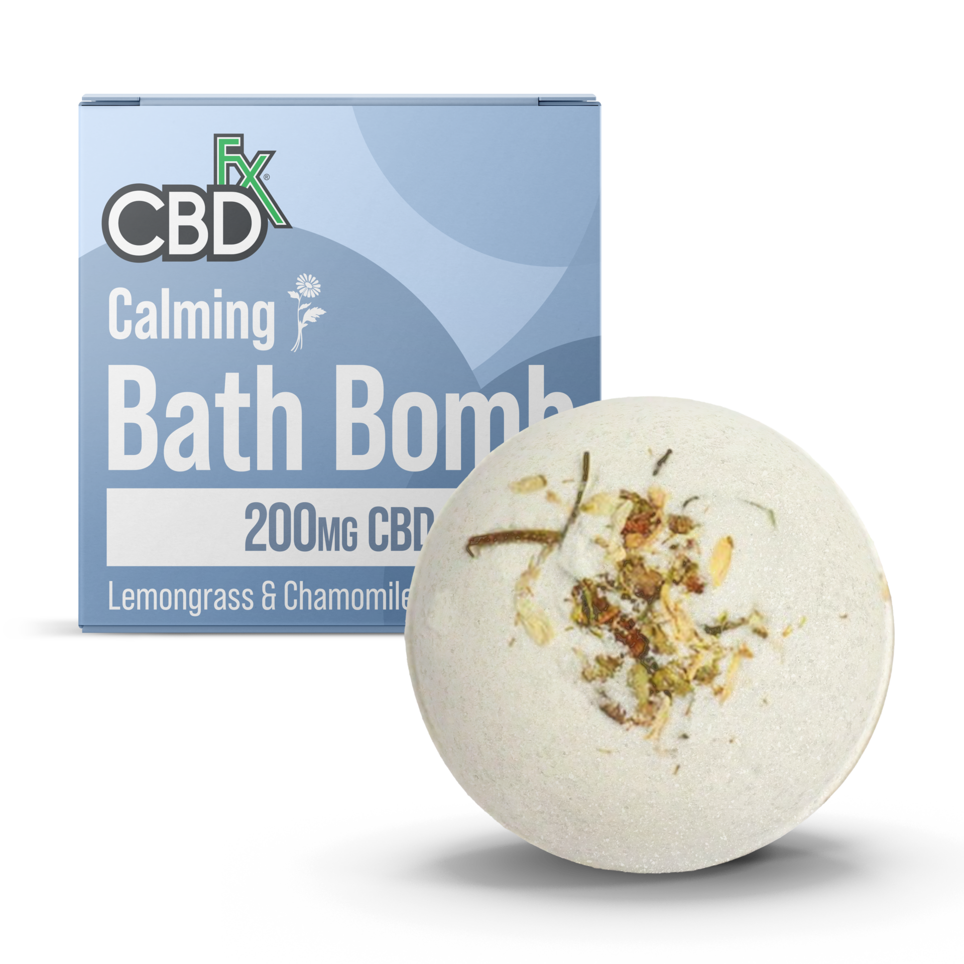 CBDfx | CBD Bath Bomb – Calming | 200mg Lemongrass & Chamomile Bath Bomb
