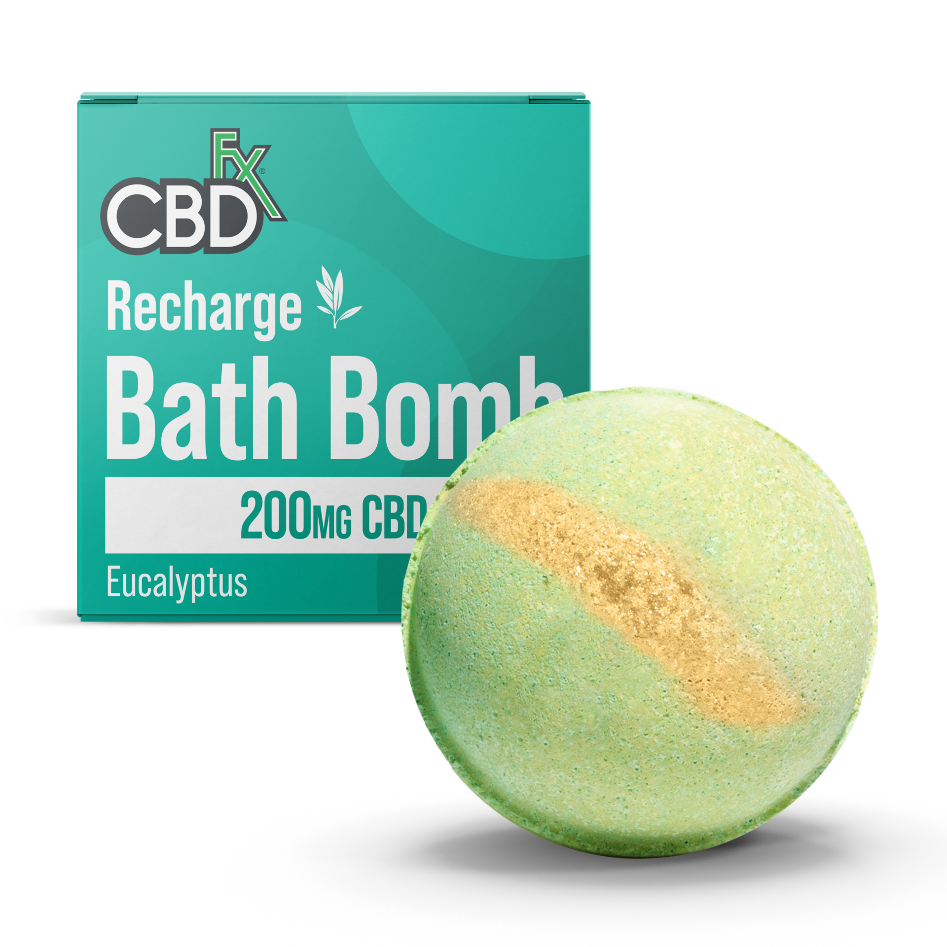 CBDfx | CBD Bath Bomb – Recharge | 200mg Eucalyptus Bath Bomb