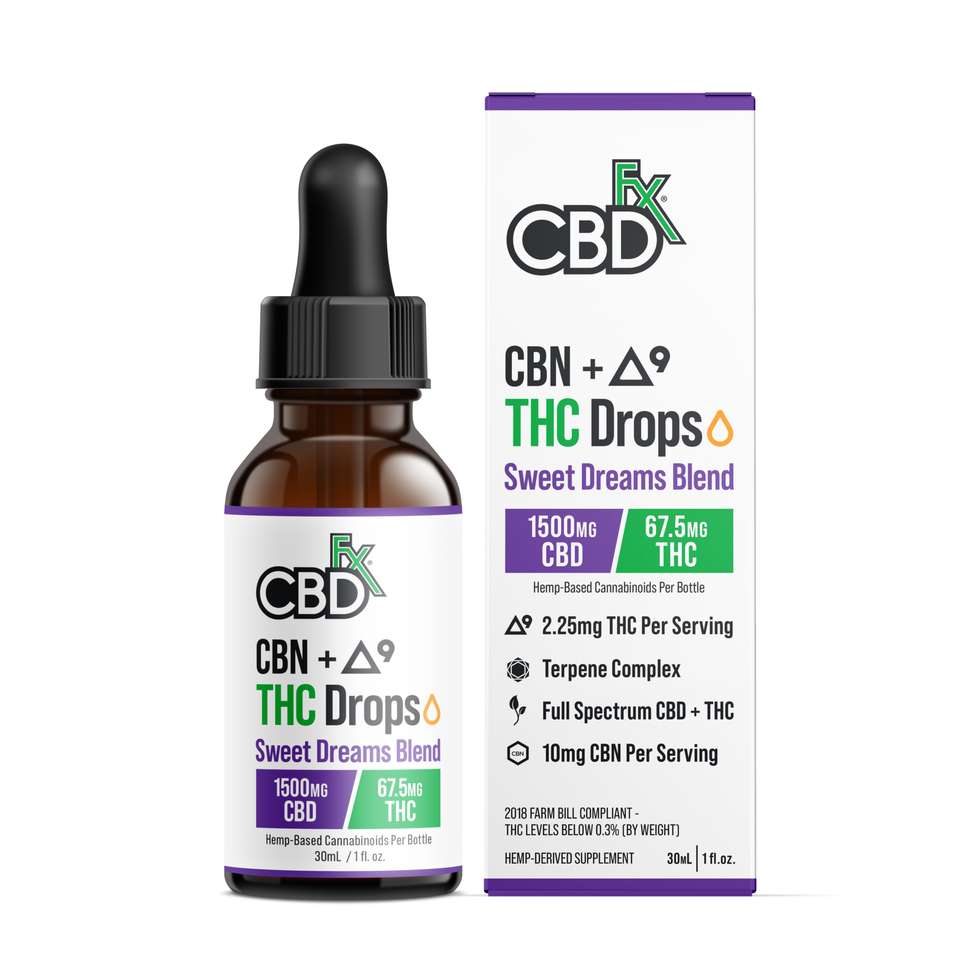 CBDfx | Sleep THC Tincture | 67.5mg THC + 1500mg CBD – 30mL