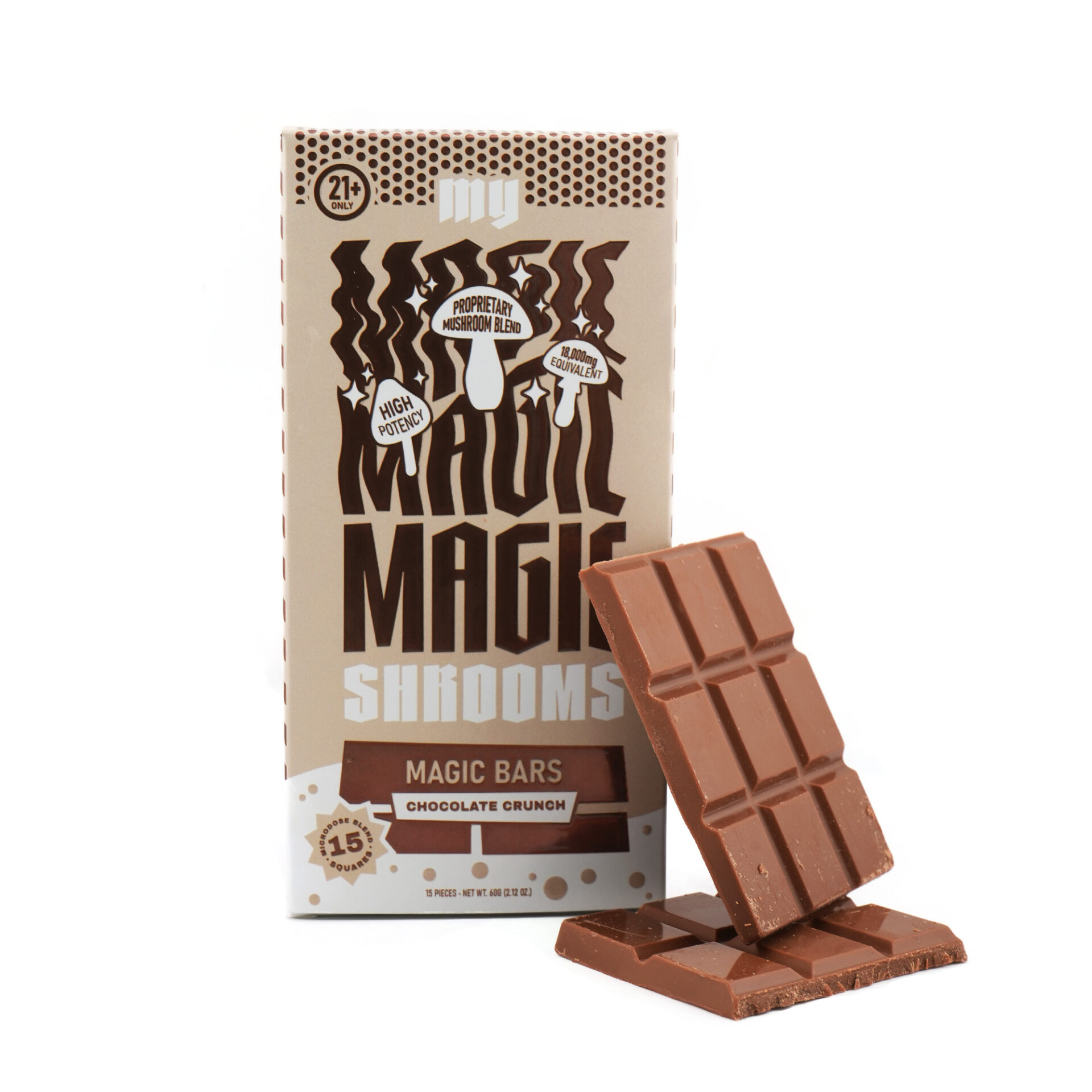 My Magic Shrooms | Chocolate Crunch Mushroom Chocolate Bar | 15 squares