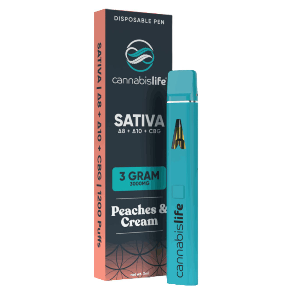 Cannabis Life | Peaches N’ Cream THC Vape Pen | 3g Hybrid – Delta 8 THC Disposable Vape