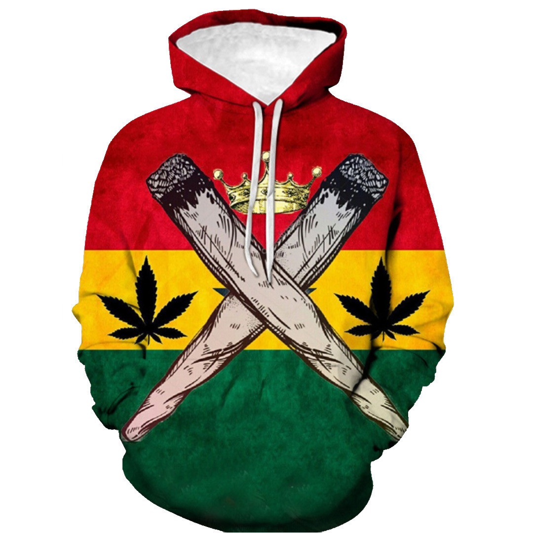 Men’s Leaf Print Straight Casual Sweatshirt