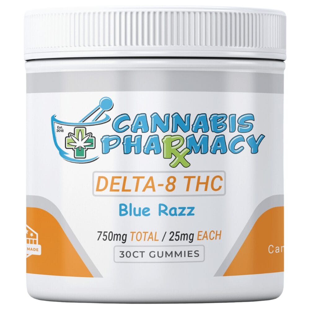 Cannabis Pharmacy Delta-8 THC Gummies | 25mg – Blue Raspberry – 30ct