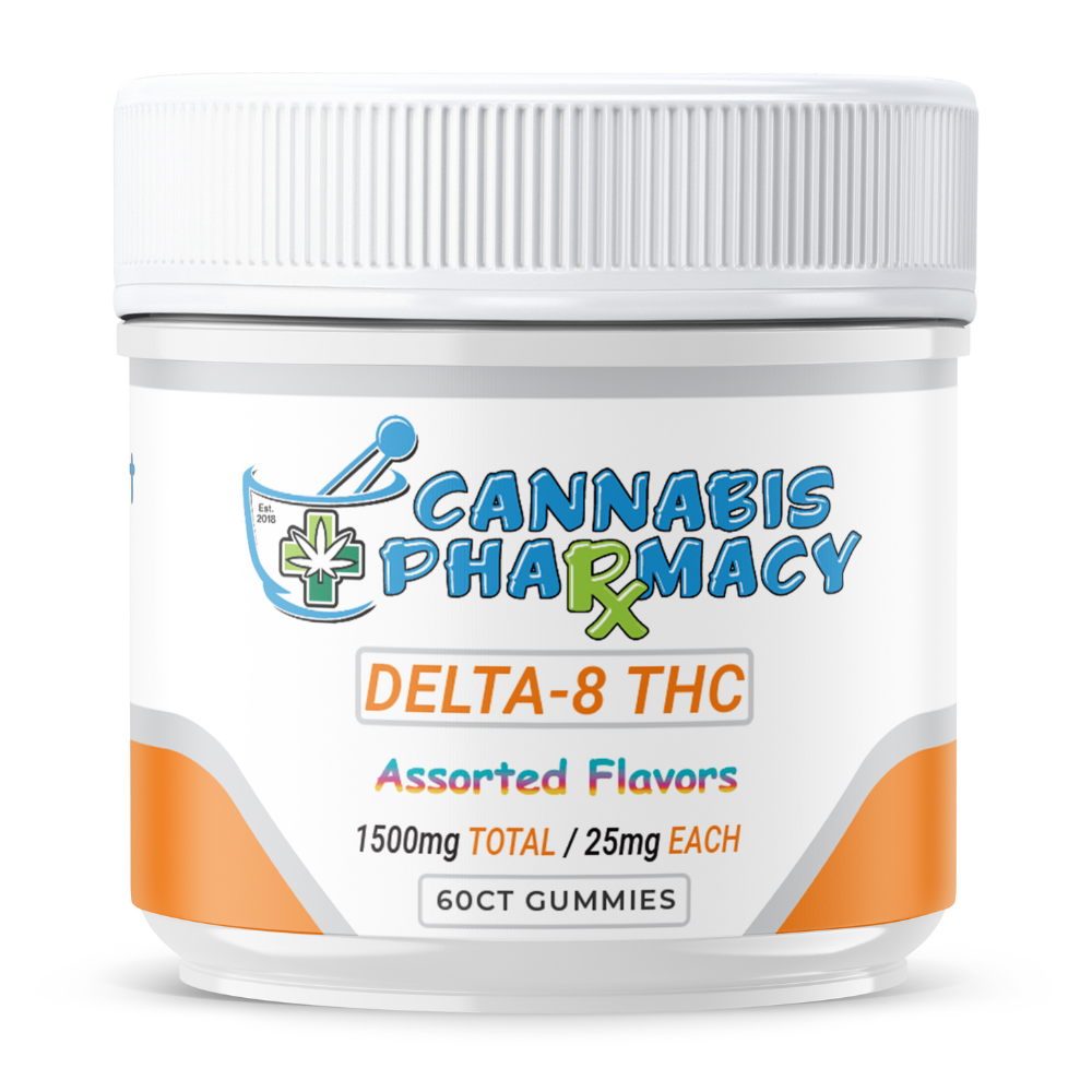 Cannabis Pharmacy Delta-8 THC Gummies | 25mg – Assorted Flavors – 60ct