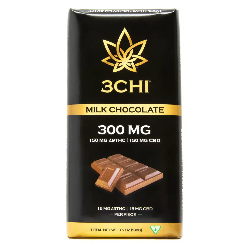 3CHI | Delta-9 THC:CBD Chocolate Bar – Milk Chocolate | 300mg – 10 squares
