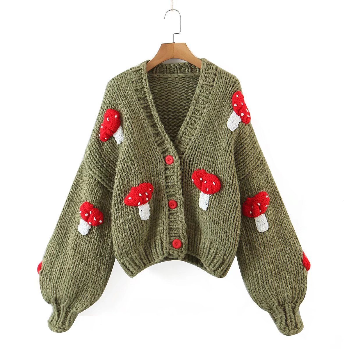 Autumn New Two-color Cute Mushroom Sweater Coat - Image 3