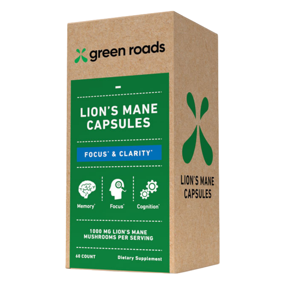 Green Roads | Lions Mane Capsules | Focus & Clarity Nootropics 500mg – 60 Count