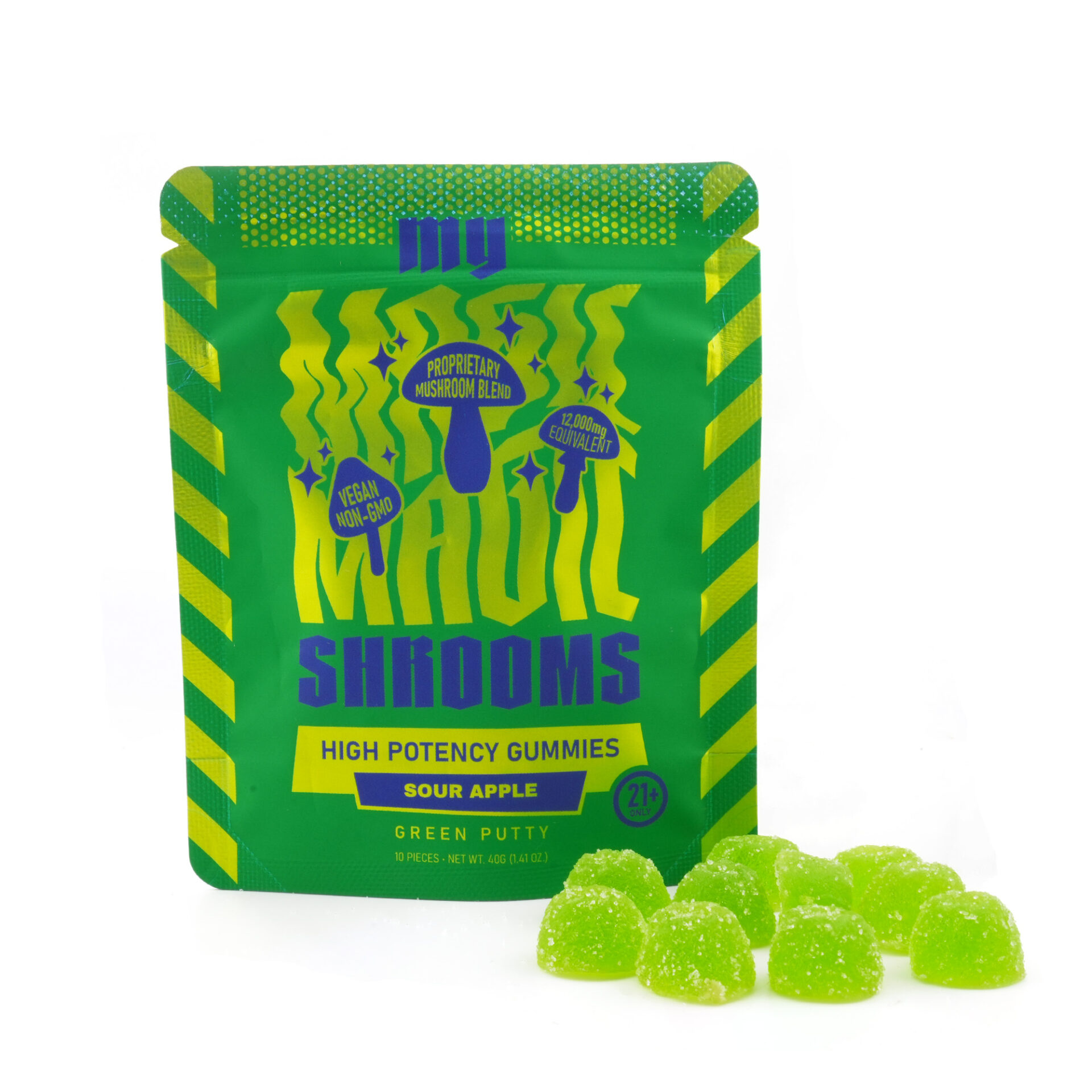 My Magic Shrooms | Sour Apple Mushroom Gummies | Green Putty – 10ct