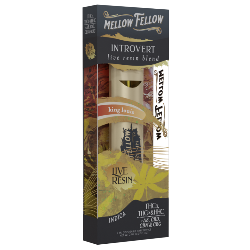 Mellow Fellow | THC Vape Pen – King Louis | Introvert Live Resin Blend Disposable Vape | 2g – Indica