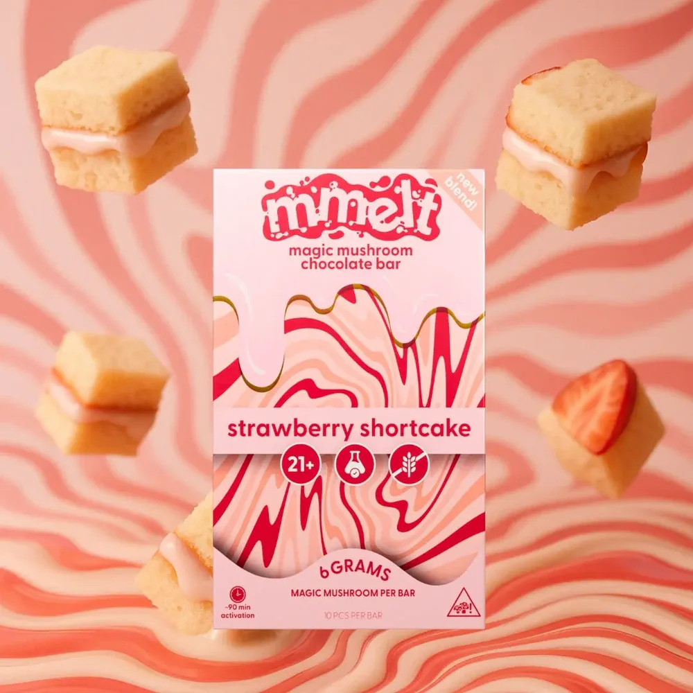 Mmelts | Strawberry Shortcake Mushroom Chocolate Bar | 6G