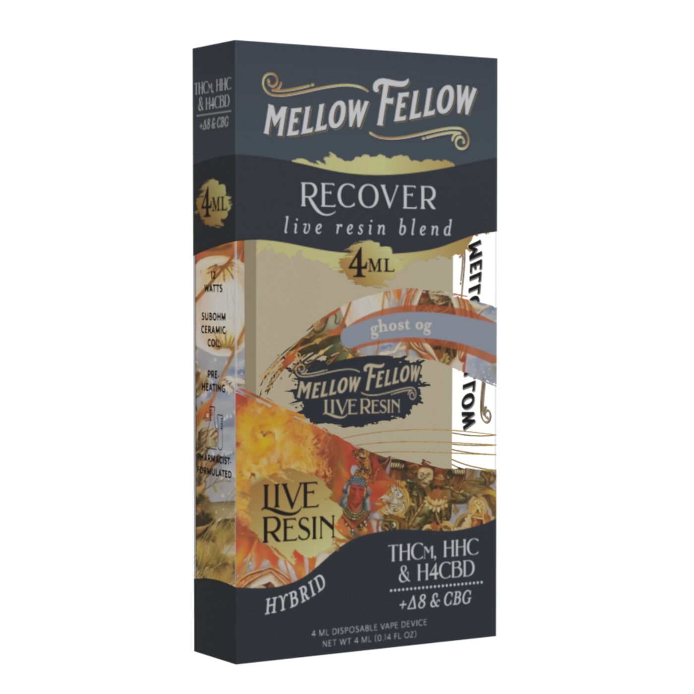 Mellow Fellow | Recover Blend Live Resin THC Vape | 4ml – Ghost OG – Hybrid