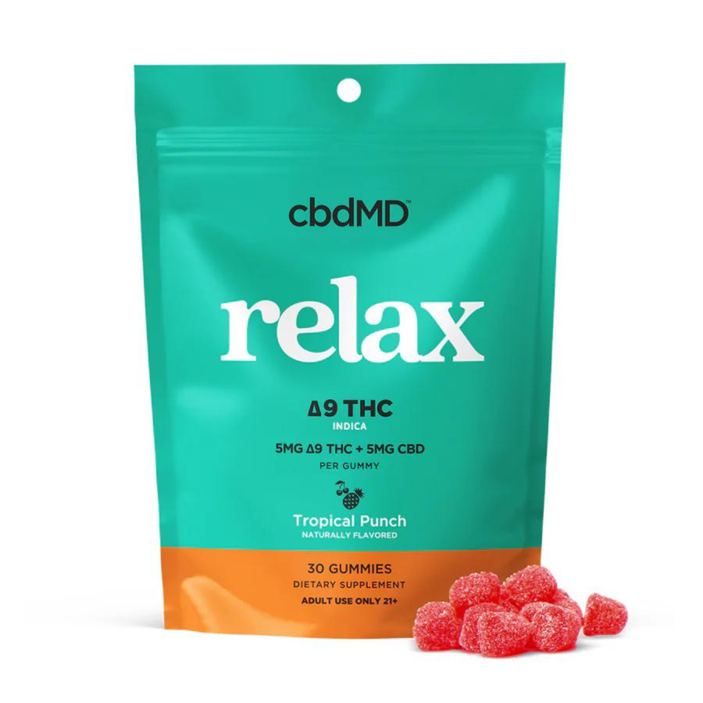 cbdMD | Delta-9 THC Relax Gummies | 5mg THC + 5mg CBD – 30ct