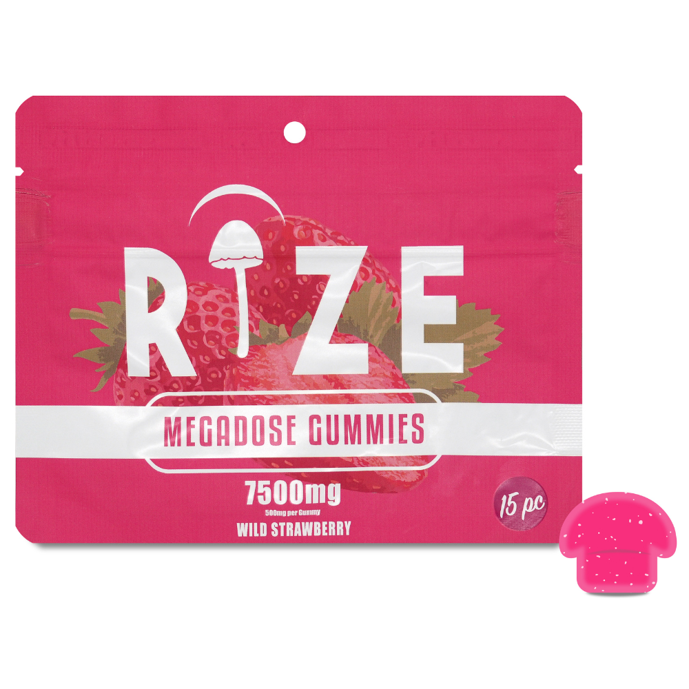 Rize | Wild Strawberry Mushroom Gummies | Megadose 7500mg – 15ct