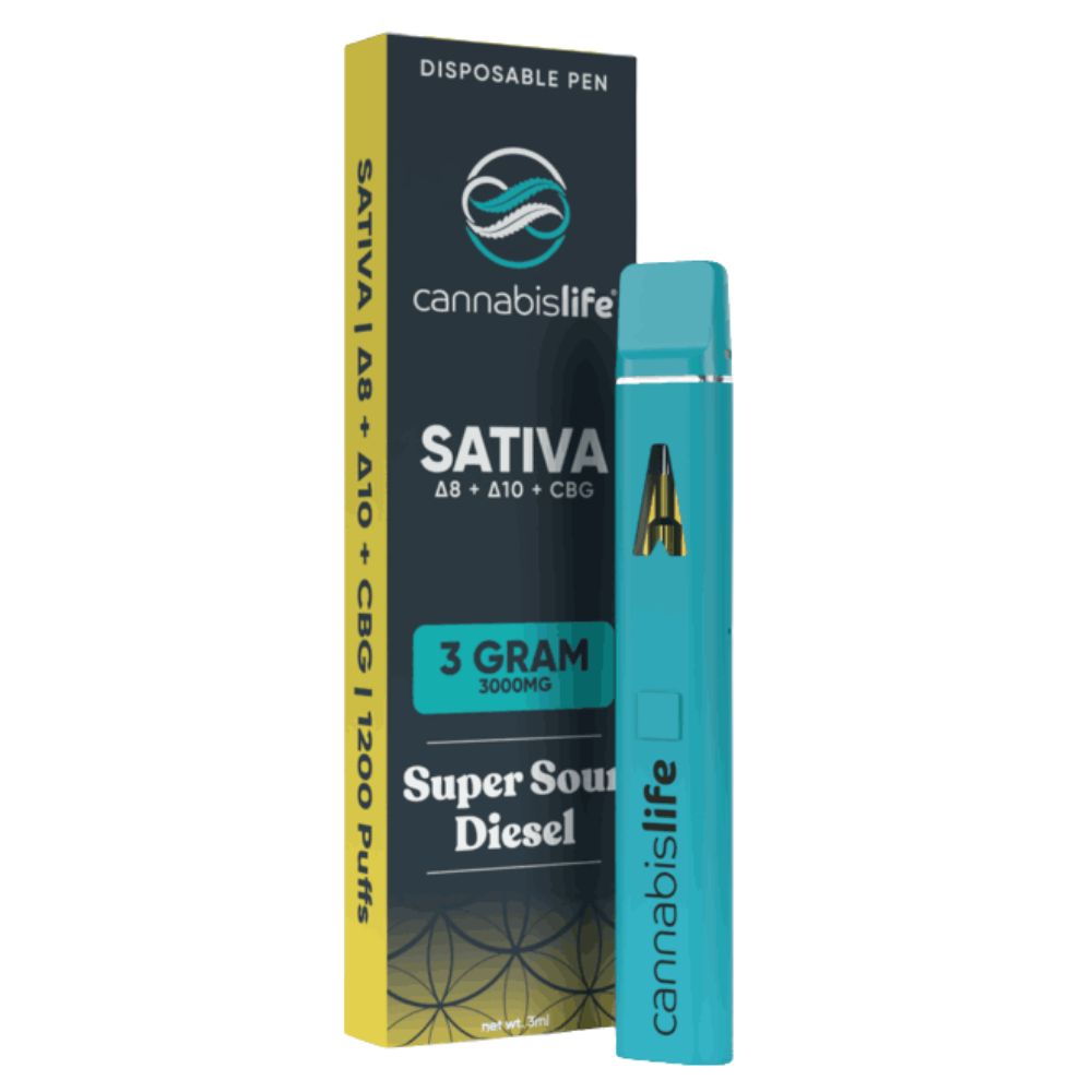 Cannabis Life | Super Sour Diesel THC Vape Pen | 3g Hybrid – Entourage Blend Disposable Vape